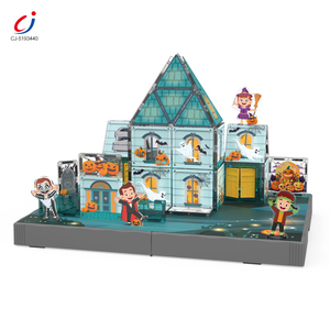 Chengji Blocs de construction magnétiques en forme de maison à thème de festival de dessin animé, thème Halloween et Noël, jouets - Product Image 1