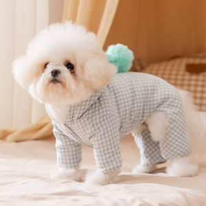 Adorable Plaid <b>Dog</b> Jumpsuit Comfortable for Small <b>Dogs</b>' Daily Wear Home Lounging & Pet Photo Shoots - Product Image 1