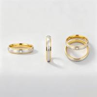 Vente en gros d'anneaux de couple en acier inoxydable plaqué or 18 carats mat, anneaux de mariage et de fiançailles pour amoureux, accessoires de bijoux