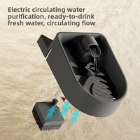 Distributeur automatique de nourriture et d'eau pour animaux de compagnie en plastique pour chats et chiens, rechargeable électriquement, design 2-en-1 arrondi anti-déversement