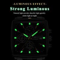 Reloj Deportivo Poedagar 866 para Hombre, Esfera Cuadrada, Cronógrafo de 3 Ojos, Acero Inoxidable, Luminoso, Resistente al Agua, Reloj de Pulsera de Moda