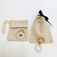 CH Sacs en lin de jute personnalisés Sac à bijoux en lin coton biologique avec cordon de serrage Pochette à poussière unie en mousseline quantité minimale de commande bas