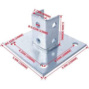 Base de poteau carrée MISA de qualité industrielle 6x6 pouces en acier non allié avec revêtement apprêté et sablage pour poteaux de 1, 5 et 8 pouces - Product Image 4