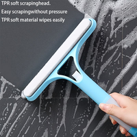 Nettoyeur de vitres et de portes 3-en-1 avec raclette et chiffon microfibre amovible – Nettoyeur de salle de bain robuste en plastique
