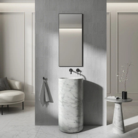 Lavabo sur colonne autoportant moderne en marbre gris Pietra Newstar pour salle de bain