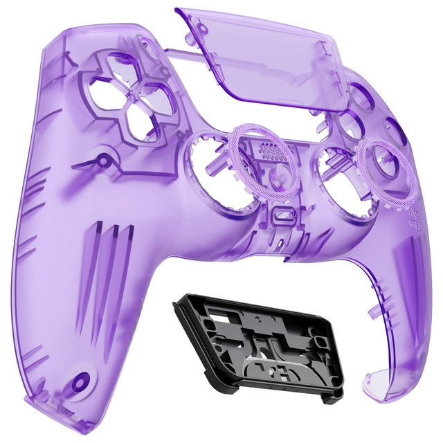 EXtremeRate Custom Clear Purple Front Shell Replacement Top Case Cover Faceplate for PS5 Controller