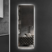 Espejo de cuerpo entero rectangular LED moderno iluminado, espejo de pie grande con interruptor táctil inteligente para sala de estar y decoración del hogar