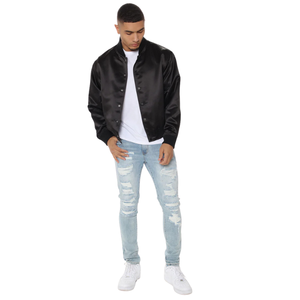 Chaqueta Universitaria de Satén OEM, Chaqueta de Béisbol de Satén 100% Poliéster para Hombre, Estilo Universitario de Primavera, Chaqueta Bomber Ligera - Product Image 2