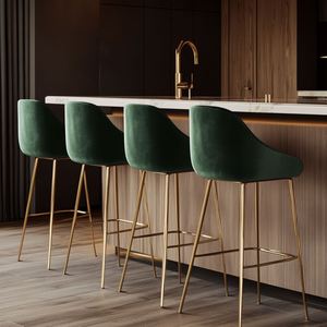 Tabouret de bar moderne de luxe en nid d'abeille réglable et écologique, chaise haute pour hôtel, école, salon, îlot de cuisine, comptoir, métal doré - Product Image 1