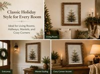 Décoration Murale Vintage Arbre de Noël Encadré, Art Mural Rustique Pin, Échantillons OEM ODM Prêts en Moins d'une Journée