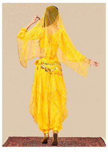 Ensemble de vêtements classiques pour femmes, style indien Bollywood, <span class=keywords><strong>danse</strong></span> du ventre, polyester, manches longues, pantalon rotatif, taille unique - Product Image 4