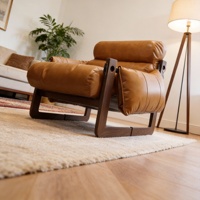 Chaise longue individuelle en bois massif, style mi-moderne minimaliste, décontractée et simple, pour salon, usage domestique, style rétro, luxe léger