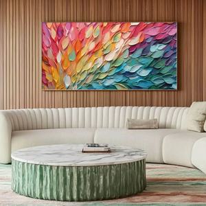 Peinture murale abstraite Bloom Colorburst, grande toile minimaliste faite à la main, œuvre d'art pour hôtel, décoration murale pour la maison, arts décoratifs - Product Image 6