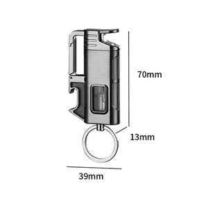 Portable <b>Windproof</b> <b>Lighter</b> Multifunctional Keychain Bottle Opener <b>Lighters</b> LED Visible Fuel Tank Cigarette <b>Lighter</b> for Men Gifts - Product Image 2