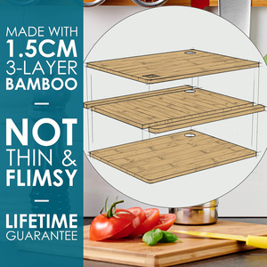 Juego de Tablas de Cortar de Bambú Rectangulares Antibacterianas, Tablas de Picar para Cocina, Tabla para Rebanar Frutas - Product Image 5