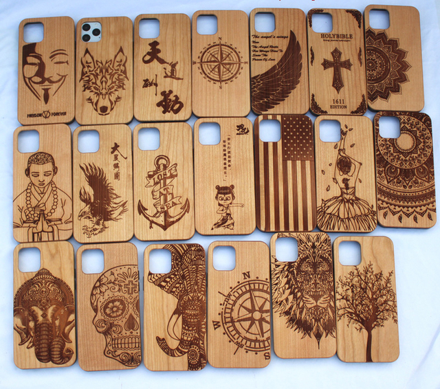 2020 Customize Design Natural Real Wooden Hand Carved Wood Cell Phone Case Cover for iPhone 11 Pro Max