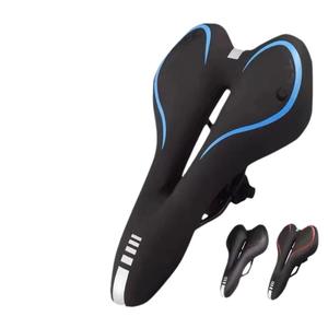 Selle de vélo en gel de silicone noir bleu, confortable, absorbant les chocs, pour vélo de montagne, unisexe, adulte, usage général - Product Image 2