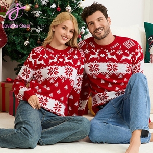 Loveda venta al por mayor Otoño e Invierno cuello redondo Casual padre-hijo desgaste Jacquard tejido Navidad manga larga suéter - Product Image 3
