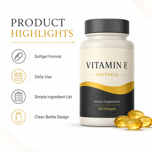 Vitamine E Naturelle Pure en Gros 400 UI Extrait Supplémentaire Tocotriénols 300 mg Antioxydant Adulte Gélules Souples 60 Unités Support ODM/OEM - Product Image 3