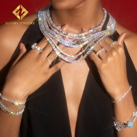 Chaîne Tennis en Argent Sterling 925 avec Moissanite Sertie Or Blanc, 2,0 mm à 6,5 mm, Bijoux Hip Hop Wuzhou Zuanfa, Vente en Gros