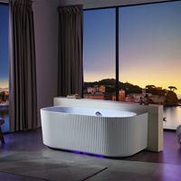 Baignoire simple moderne en acrylique avec lumière LED pour salle de bain