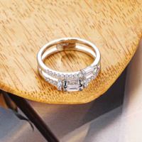 Anneau en laiton plaqué or à la mode personnalisé bijoux CM 5A CZ zircon cubique ensemble invisible anneaux empilables bagues de fiançailles doubles