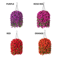Panier de fleurs suspendu en soie coloré Morning Glory Paniers suspendus avec fleurs artificielles pour décor de porche extérieur
