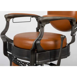 Silla de peluquero profesional <span class=keywords><strong>para</strong></span> hombre, silla de peluquero de cuero marrón con marco Belmont Salon, silla de peluquero <span class=keywords><strong>para</strong></span> barbería - Product Image 4