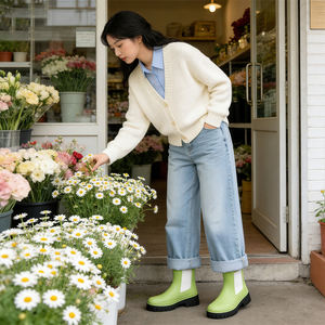 Botas de Lluvia Cortas para Mujer, Estilo Chelsea, Impermeables, de Goma, con Cordones, para Jardín - Product Image 6