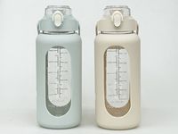 Bouteille d'eau Offre Spéciale de 74oz 2,2 L avec paille et poignée Bouteille d'eau étanche avec marqueur de temps de motivation avec manchon en silicone