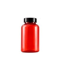 Conteneur en PET de 150 ml et 200 ml avec bouchons rouges, flacon en plastique vide pour capsules de suppléments et de vitamines, avec couvercles noirs anti-UV pour l'emballage