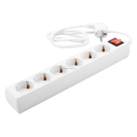 Multiprise européenne 6 prises 16A avec câble d'extension 1,5M/3M/5M et interrupteur, certifiée CE