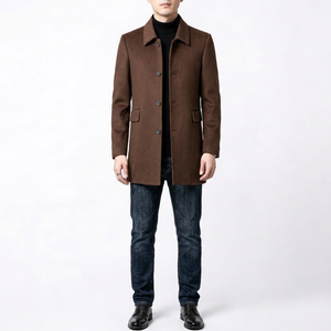 Manteau long moderne pour homme, coupe ajustée, boutonnage frontal, style décontracté chic, vêtement d'extérieur d'hiver, logo personnalisé, vêtements de mode pour le quotidien - Product Image 1