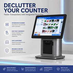 15.6" Smart Self-Checkout Terminal Built-in 80mm <b>Printer</b> Integrated QR <b>Scanner</b> for Supermarket Retail POS Windows Android - Product Image 2