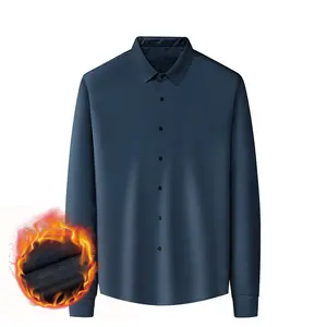 Thickened casual solid color traceless warm business shirts for men mens long sleeve dress shirt