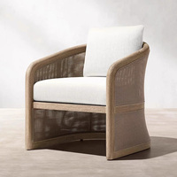 Ensemble de canapés d'extérieur en teck au design contemporain avec table basse, ensemble de meubles de jardin pour hôtel, villa