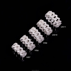 Pass Diamond Test Moissanite <b>Ring</b> 925 Sterling Silver Vvs Mossanite Diamond Cuabn <b>Ring</b> Hiphop <b>Mens</b> Moissanite Cuban Link <b>Ring</b> - Product Image 1