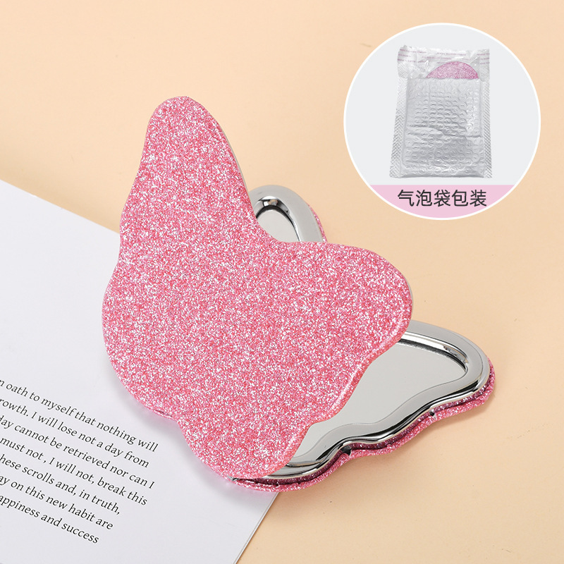 Cadre intérieur argenté papillon rose + sac à bulles