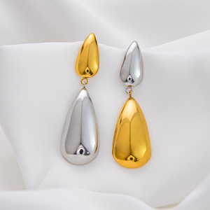 ต่างหูแฟชั่นทรงหยดน้ำ 18K ทองสแตนเลส ต่างหูแบบห้อย เครื่องประดับสำหรับงานปาร์ตี้ EH11255 - Product Image 3