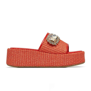 Big Women's Thick Sole Round Open Toe <b>Slides</b> Flat Casual Braided Upper Sandals Slippers <b>Large</b> Size 46 Wedge Shoes - Product Image 6
