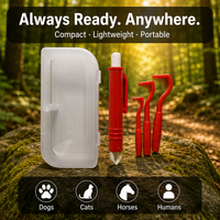 Kit de suppression des tiques 4 en 1, style stylo, avec 3 crochets de différentes tailles, étui de rangement rigide, pour chiens, chats, humains, camping en plein air, premiers secours