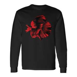 T-shirt rouge à manches longues Betta Fish pour les propriétaires d'aquariums - Product Image 1