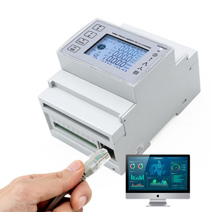 Medidor de Consumo de Energía Bidireccional Trifásico para Riel DIN, Pantalla LCD Retroiluminada, Ethernet TCP, con Transformador de Corriente 100/150/200A TAC4371CT - Product Image 1