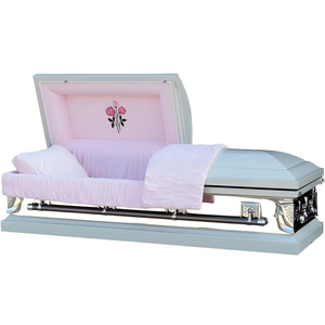 Fornitura di fabbrica OEM H-quality L-price durevole personalizzabile 1 anno di garanzia funebre di sepoltura stile americano bara di ferro - Product Image 4