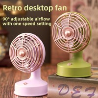 Ventilateur de bureau rétro classique avec moteur sans balais, alimenté par USB, faible bruit, angle d'inclinaison réglable à 90 degrés, design à tête arrondie