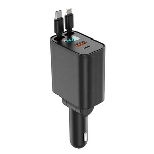 Nuevo Cargador de Coche de 120W con Carga Súper Rápida, Cable Retráctil de Uno a Dos, Pantalla Digital, Tipo-C para <span class=keywords><strong>Adaptador</strong></span> de Puertos - Product Image 5