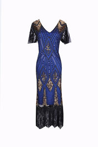 ชุดเดรสปาร์ตี้สไตล์ยุค 20 สำหรับผู้หญิง ชุดราตรีสไตล์ยุค 1920 แบบ Great Gatsby ประดับเลื่อมและพู่ห้อย ชุดเดรสยาวปานกลาง สไตล์วินเทจ ศิลปะอาร์ตเดโค ชุดเดรสสีดำย้อนยุคสำหรับฤดูร้อน - Product Image 3