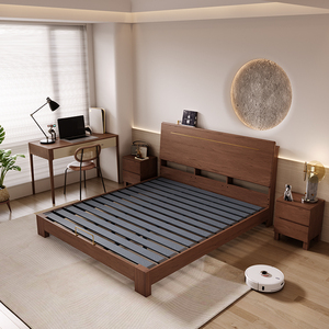 Rắn Gỗ Hiện Đại Sang Trọng Đầy Đủ Kích Thước Giường Đặt Vua Kích Thước Giường Phong Cách Đầy Đủ Kích Thước Đôi Giường Gỗ Cho Phòng Ngủ - Product Image 5