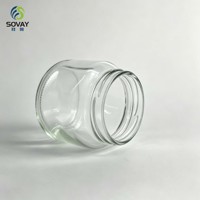 Pot en verre large et bas à col fileté de 7*7,7 cm, 240 ml, récipient polyvalent pour usage domestique et commercial en gros