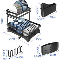 Égouttoir à vaisselle en métal détachable à 2 niveaux Évier Séchage Accessoires de cuisine Organisateur Supports de rangement et supports